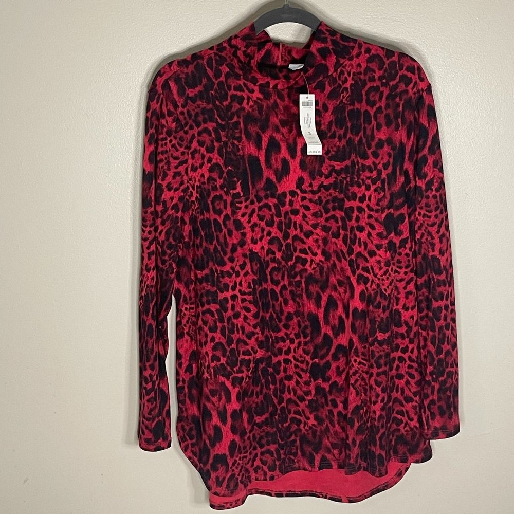 NWT, Chico's, Size 3, Red Animal Print Tunic